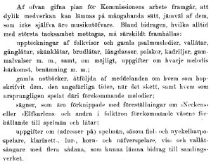 Text ur Folkmusikkommissionens upprop 1909